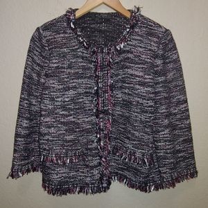 St. John Tweed Raw Hem Blazer Size 10